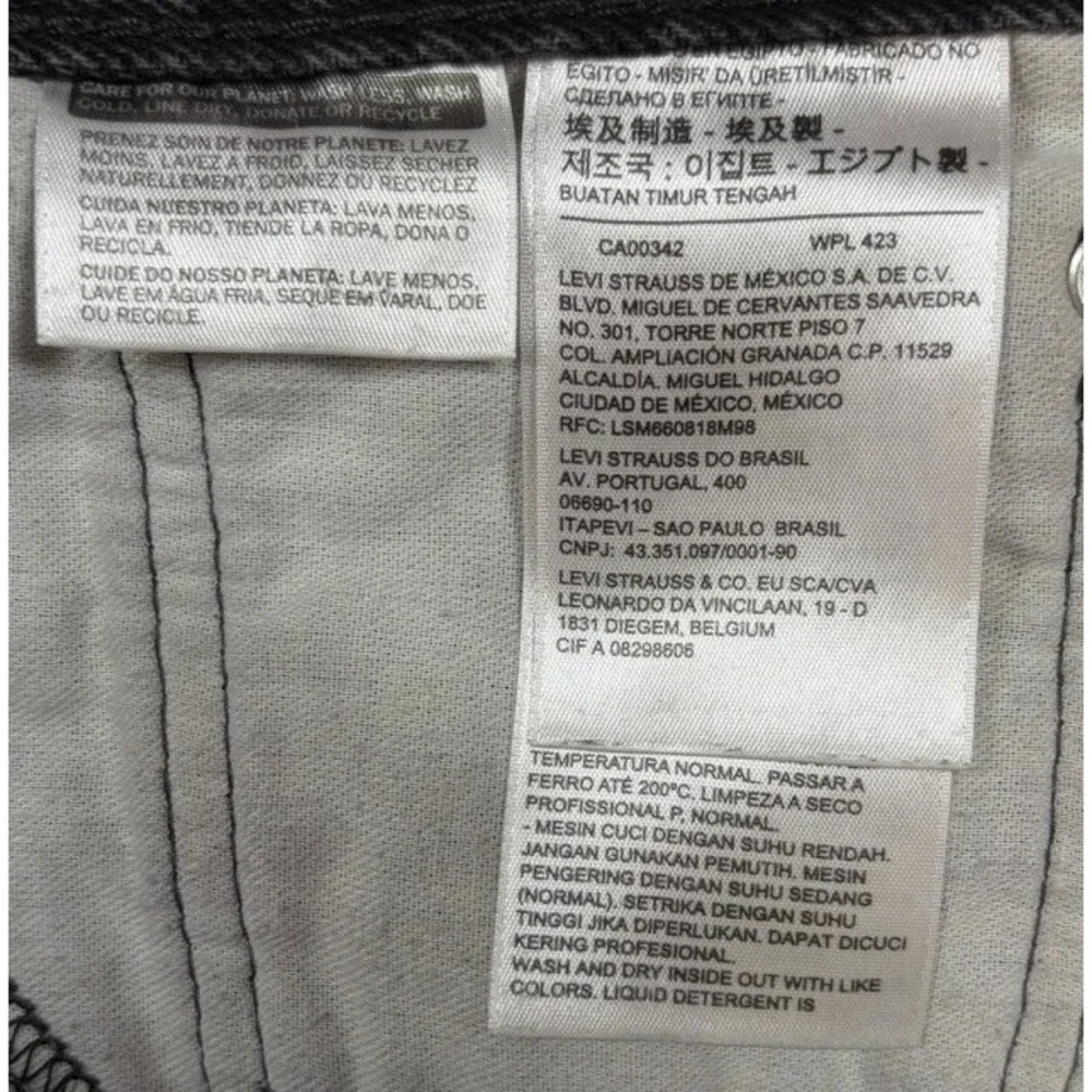 Levi's 505 Regular Fit Jeans Mens 38x32 Black Acid Wash Straight Leg Denim‎